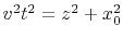 $v^2 t^2 = z^2 + x_0^2$
