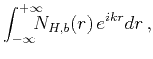 $\displaystyle \int_{-\infty}^{+\infty}\hspace{-3mm}N_{H,b}(r)\,e^{ikr}dr\,,$