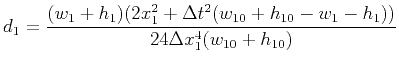 $ \displaystyle d_1=\frac{(w_1+h_1)(2x_1^2+\Delta t^2(w_{10}+h_{10}-w_1-h_1))}{24\Delta x_1^4(w_{10}+h_{10})}$