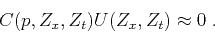 \begin{displaymath}
C(p, Z_x, Z_t)U(Z_x,Z_t) \approx 0\;.
\end{displaymath}