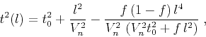 \begin{displaymath}
t^2(l) =
t_0^2 + {l^2 \over V_n^2} - {{f (1-f) l^4} \over
{V_n^2 \left(V_n^2 t_0^2 + f l^2\right)}}\;,
\end{displaymath}