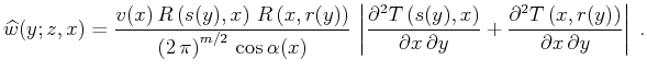 $\displaystyle \widehat{w}(y;z,x) = {{v(x) R\left(s(y),x\right) R\left(x,r(y)\...
...{\partial^2 T\left(x,r(y)\right)} \over {\partial x \partial y}}\right\vert\;.$