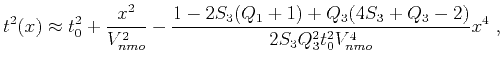 $\displaystyle t^2(x) \approx t^2_0 +\frac{x^2}{V^2_{nmo}} -\frac{1-2S_3(Q_1+1)+Q_3(4S_3+Q_3-2)}{2S_3Q_3^2t_0^2V^4_{nmo}} x^4 ~,$