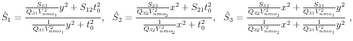 $\displaystyle \hat{S}_1 = \frac{\frac{S_{13}}{Q_{31}V^2_{nmo_1}}y^2 + S_{12}t^2...
...{nmo_1}}y^2}{\frac{1}{Q_{32}V^2_{nmo_2}}x^2 + \frac{1}{Q_{31}V^2_{nmo_1}}y^2}~,$