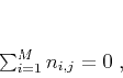 \begin{displaymath}
\sum_{i=1}^{M} n_{i,j} = 0\;,
\end{displaymath}