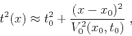 \begin{displaymath}
t^2(x) \approx t_0^2+\frac{(x-x_0)^2}{V_0^2(x_0,t_0)}\;,
\end{displaymath}