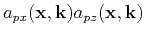 $ a_{px}(\mathbf {x},\mathbf {k})a_{pz}(\mathbf {x},\mathbf {k})$